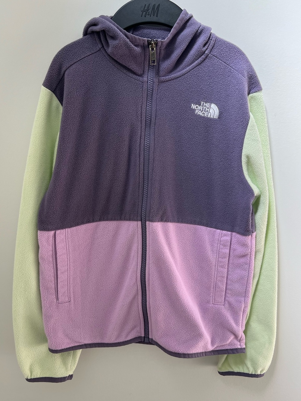 The North Face Kids Colorblock Fleece Hoodie - Purple, Light Green, Pink
